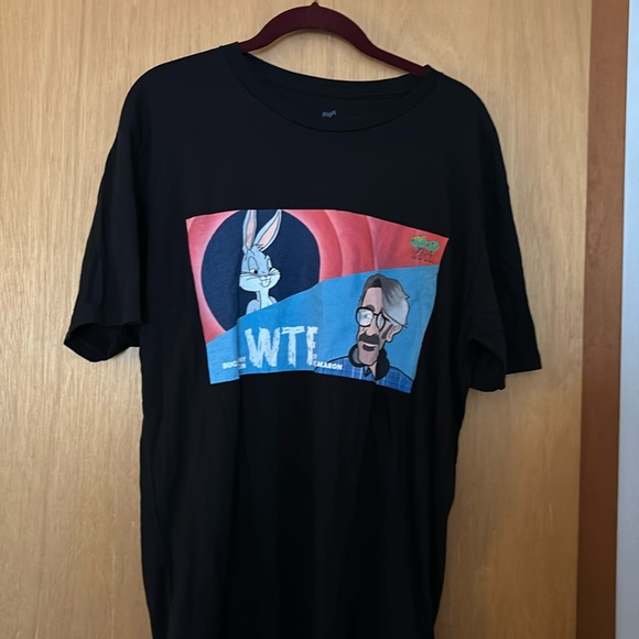 Sticker Mule men’s T shirt Bugs Bunny WTF  with Marc Mari sz lg - Picture 1 of 4